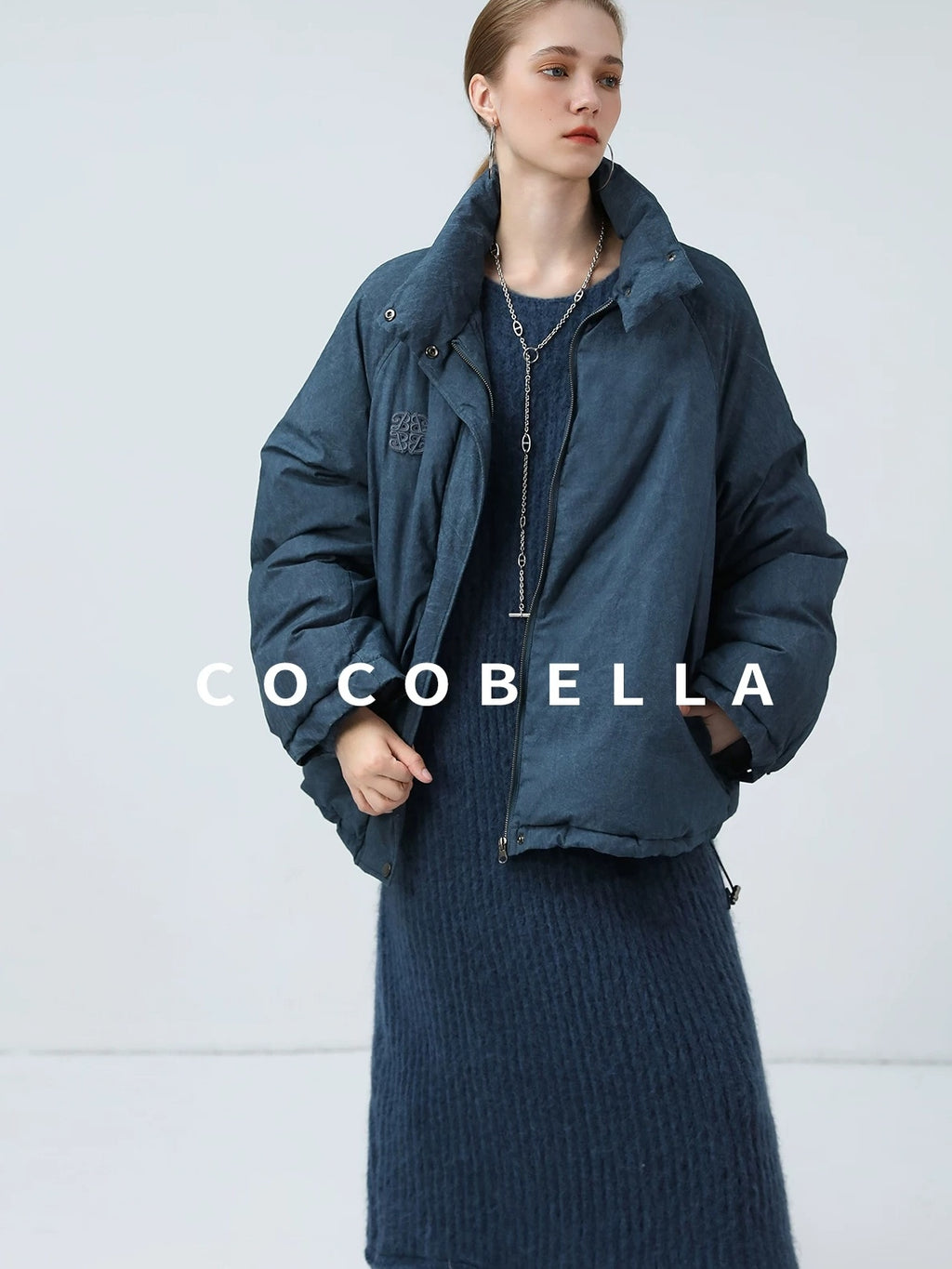 COCOBELLA Cozy Alpaca Blend Knit Vintage Boatneck H Fit Rolled Hem Long Sleeve Dresses