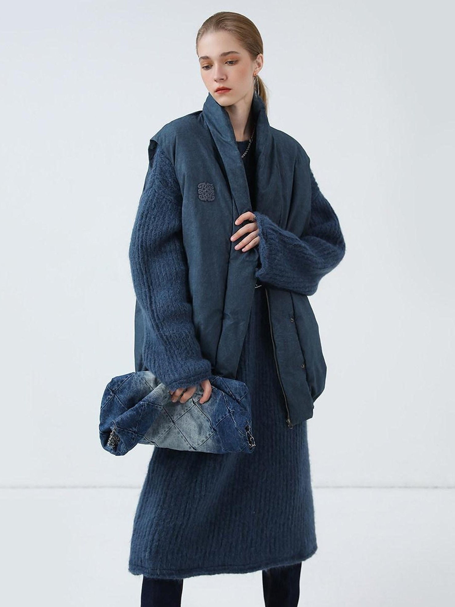 COCOBELLA Cozy Alpaca Blend Knit Vintage Boatneck H Fit Rolled Hem Long Sleeve Dresses