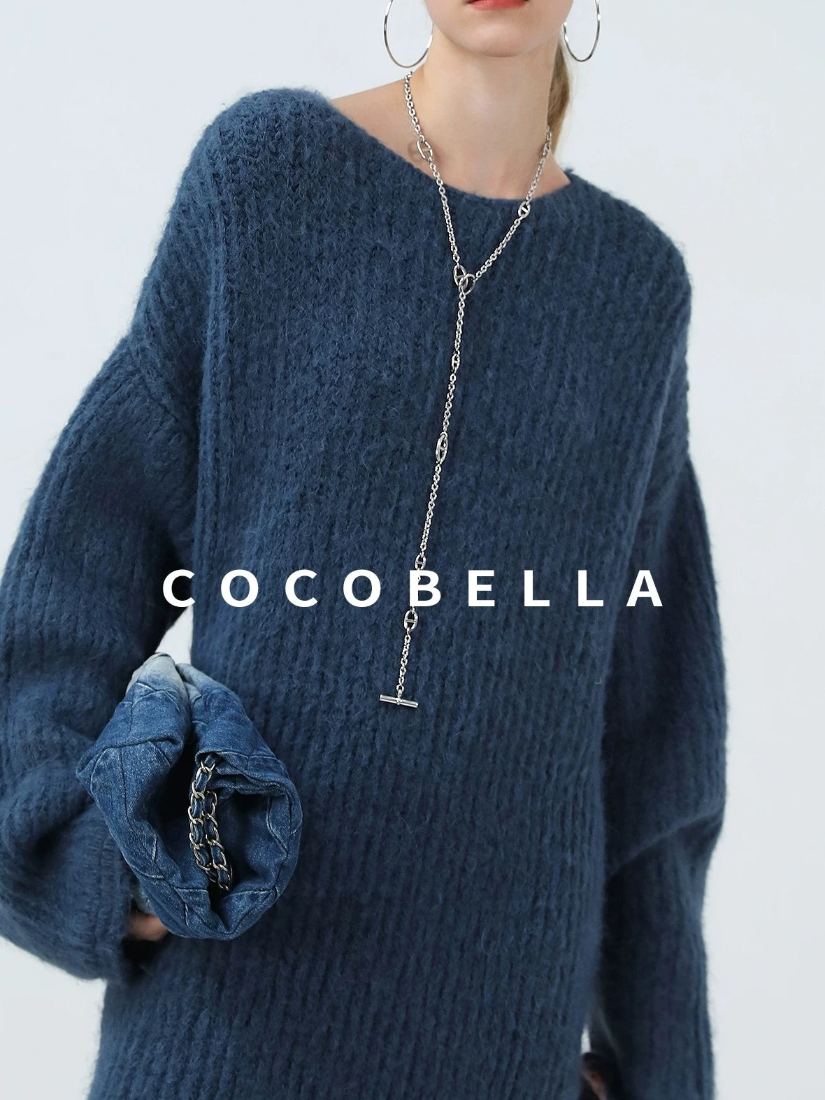 COCOBELLA Cozy Alpaca Blend Knit Vintage Boatneck H Fit Rolled Hem Long Sleeve Dresses