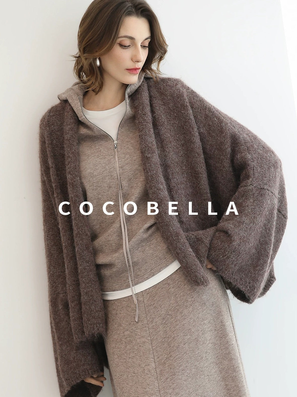 COCOBELLA Cozy Chunky Zip Front Batwing Sleeve Oversized Women Commuter Cardigan Sweater