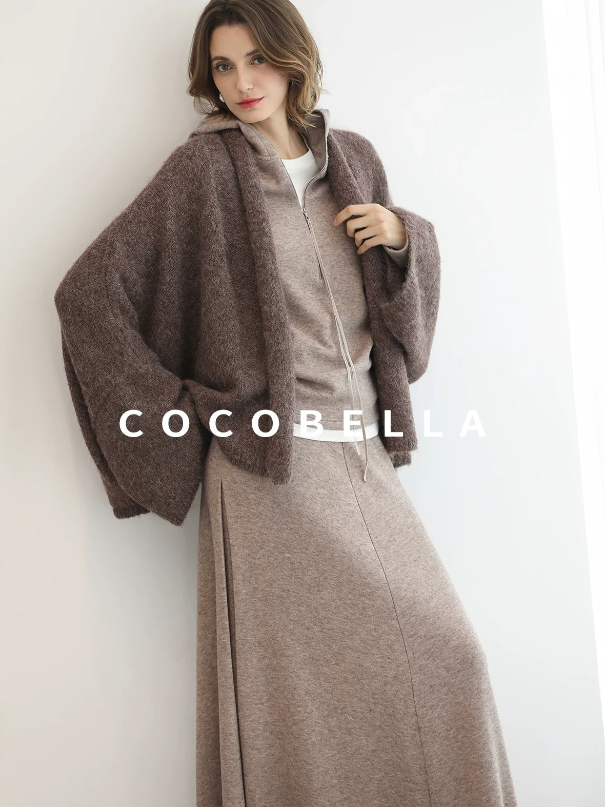 COCOBELLA Cozy Chunky Zip Front Batwing Sleeve Oversized Women Commuter Cardigan Sweater