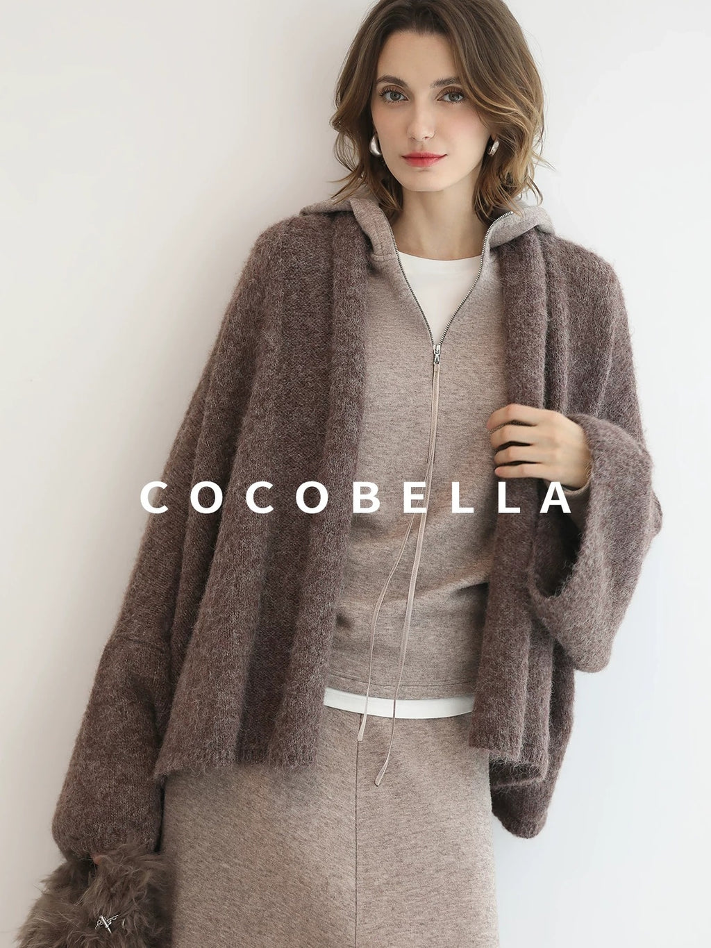 COCOBELLA Cozy Chunky Zip Front Batwing Sleeve Oversized Women Commuter Cardigan Sweater