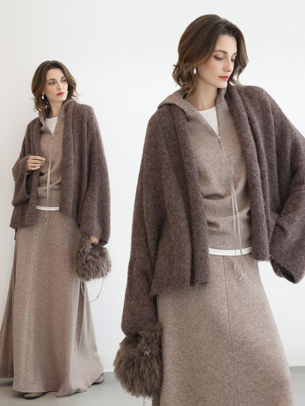 COCOBELLA Cozy Chunky Zip Front Batwing Sleeve Oversized Women Commuter Cardigan Sweater