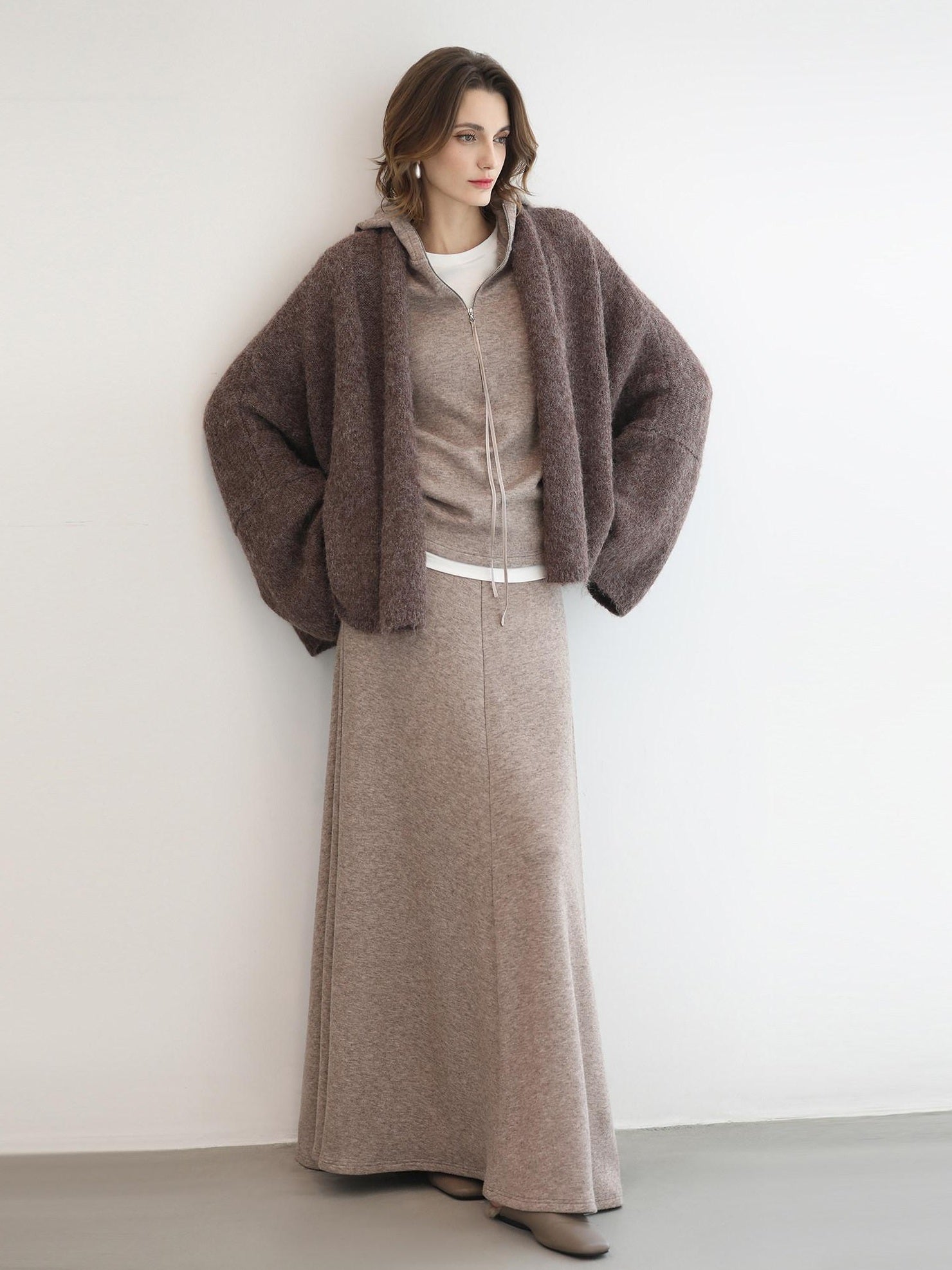 COCOBELLA Cozy Chunky Zip Front Batwing Sleeve Oversized Women Commuter Cardigan Sweater