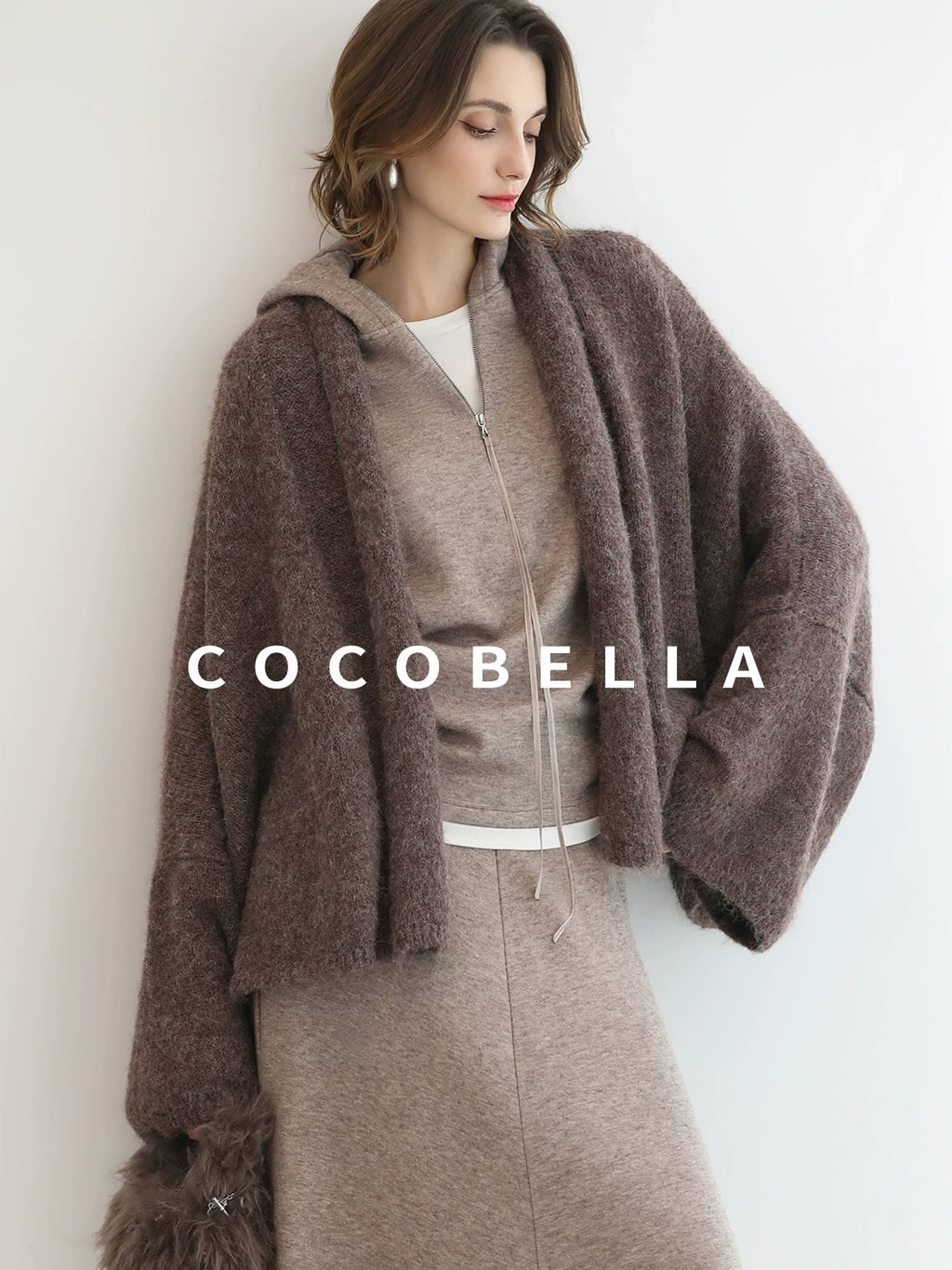 COCOBELLA Cozy Chunky Zip Front Batwing Sleeve Oversized Women Commuter Cardigan Sweater