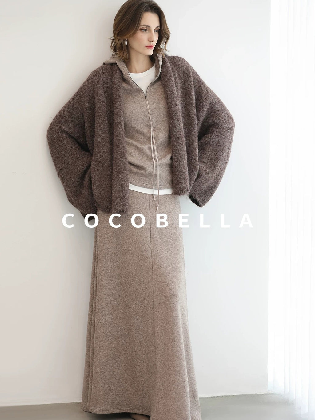COCOBELLA Cozy Chunky Zip Front Batwing Sleeve Oversized Women Commuter Cardigan Sweater