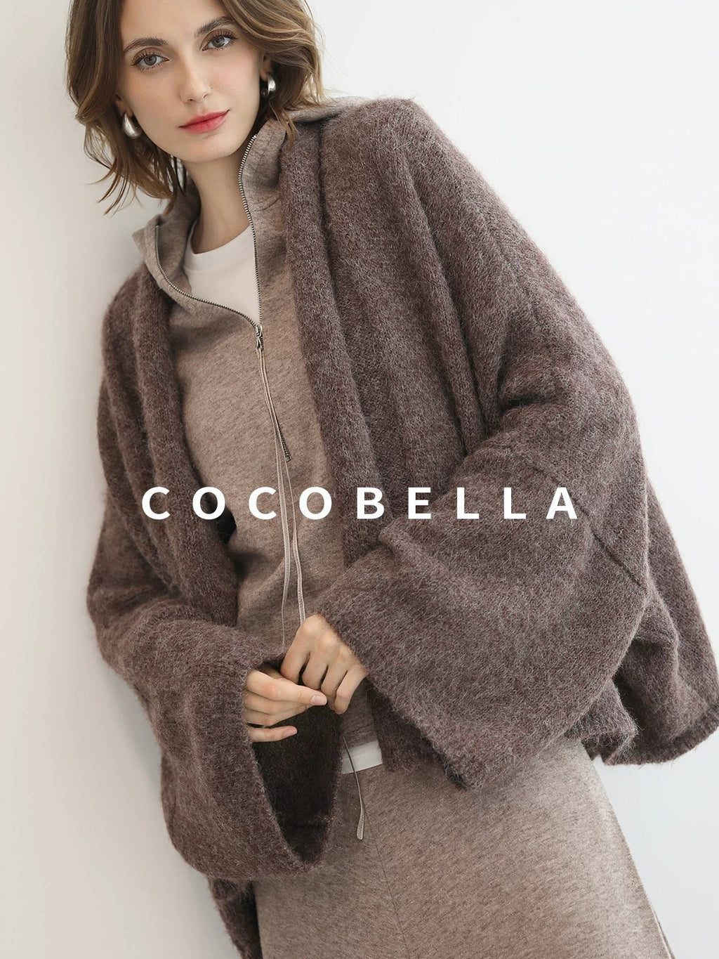COCOBELLA Cozy Chunky Zip Front Batwing Sleeve Oversized Women Commuter Cardigan Sweater