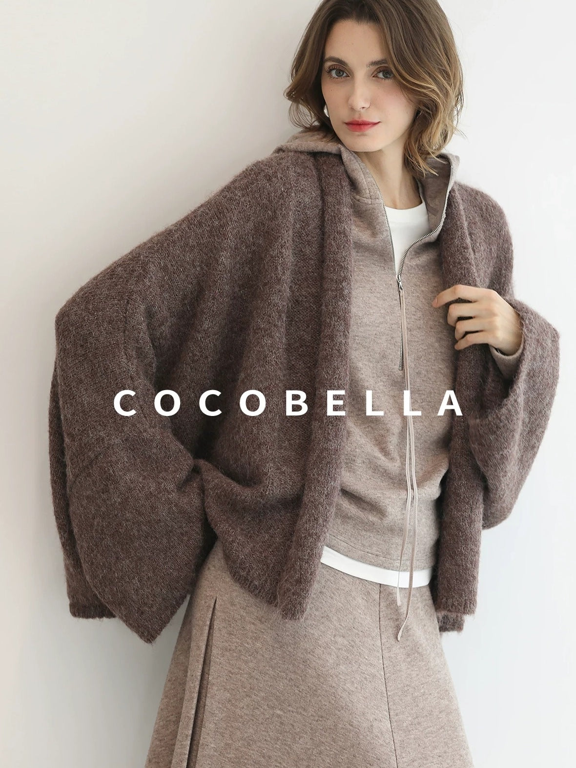 COCOBELLA Cozy Chunky Zip Front Batwing Sleeve Oversized Women Commuter Cardigan Sweater