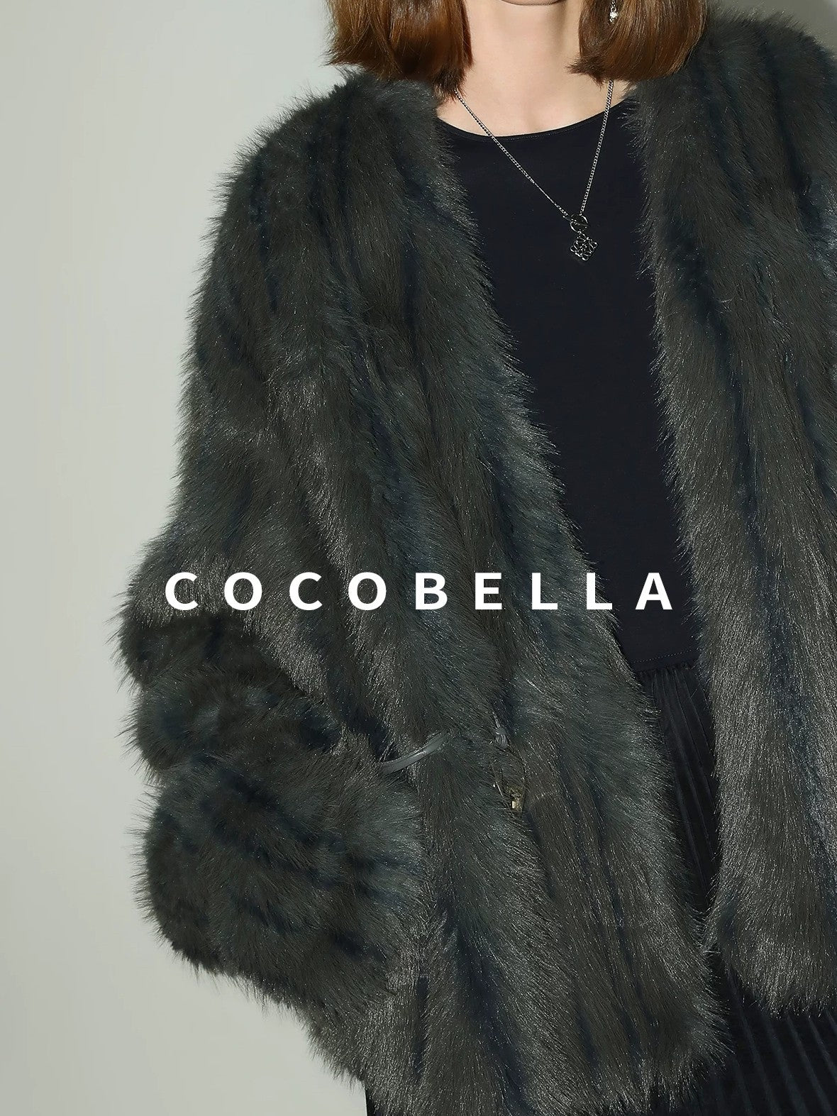 COCOBELLA Cozy Faux Fur Straight Fit Elegant Workwear Women Outerwear Jackets