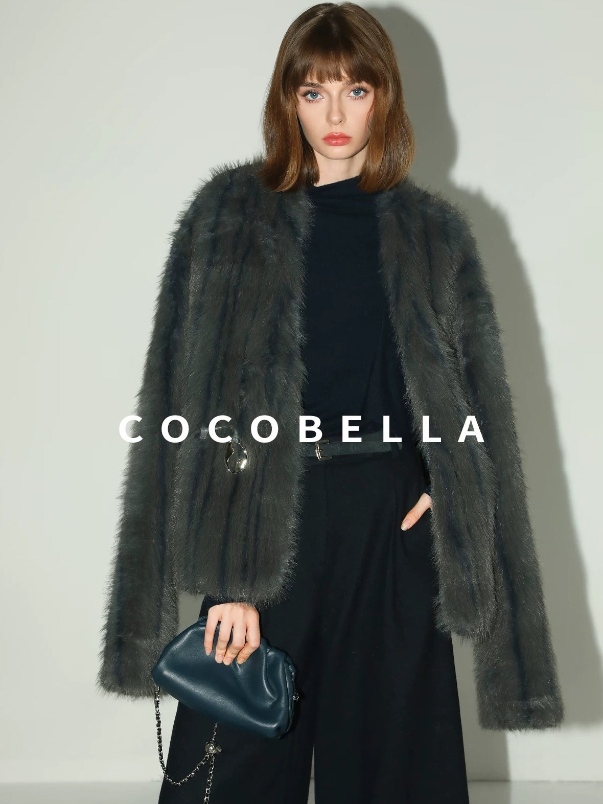 COCOBELLA Cozy Faux Fur Straight Fit Elegant Workwear Women Outerwear Jackets