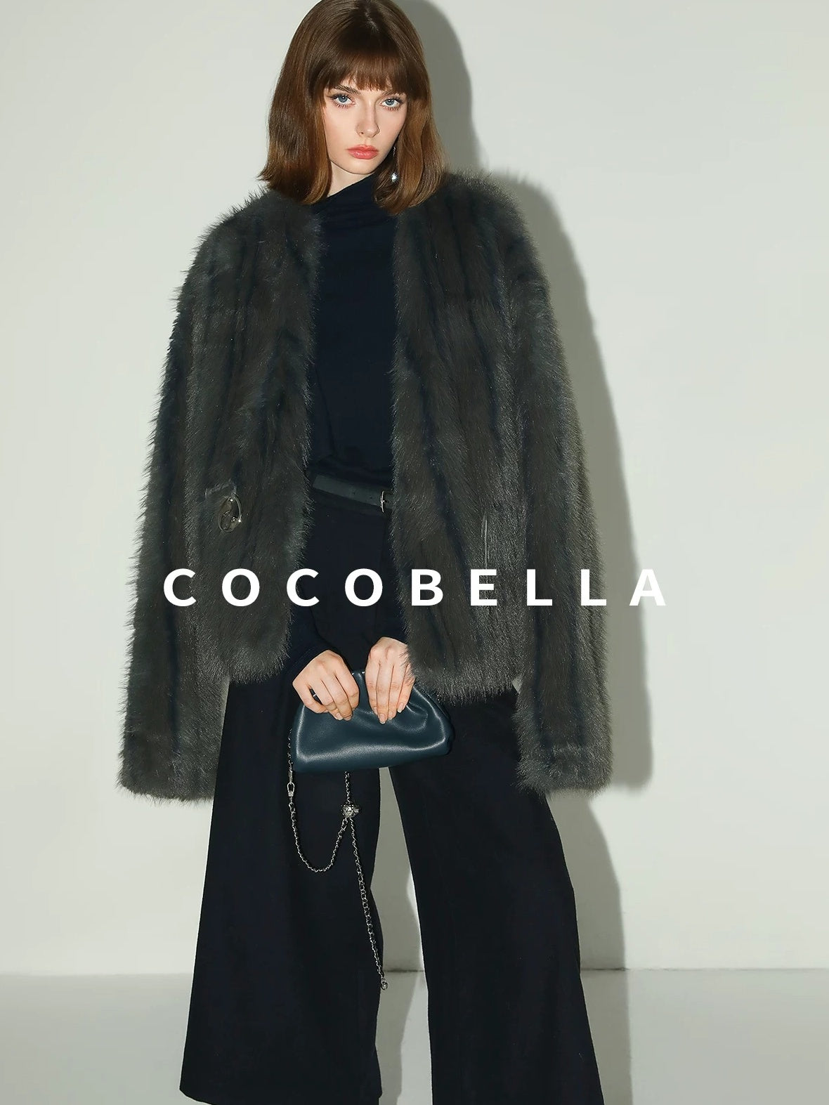 COCOBELLA Cozy Faux Fur Straight Fit Elegant Workwear Women Outerwear Jackets
