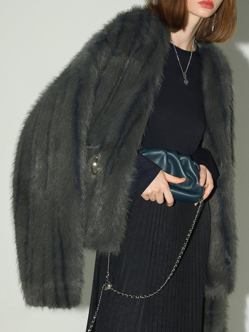 COCOBELLA Cozy Faux Fur Straight Fit Elegant Workwear Women Outerwear Jackets