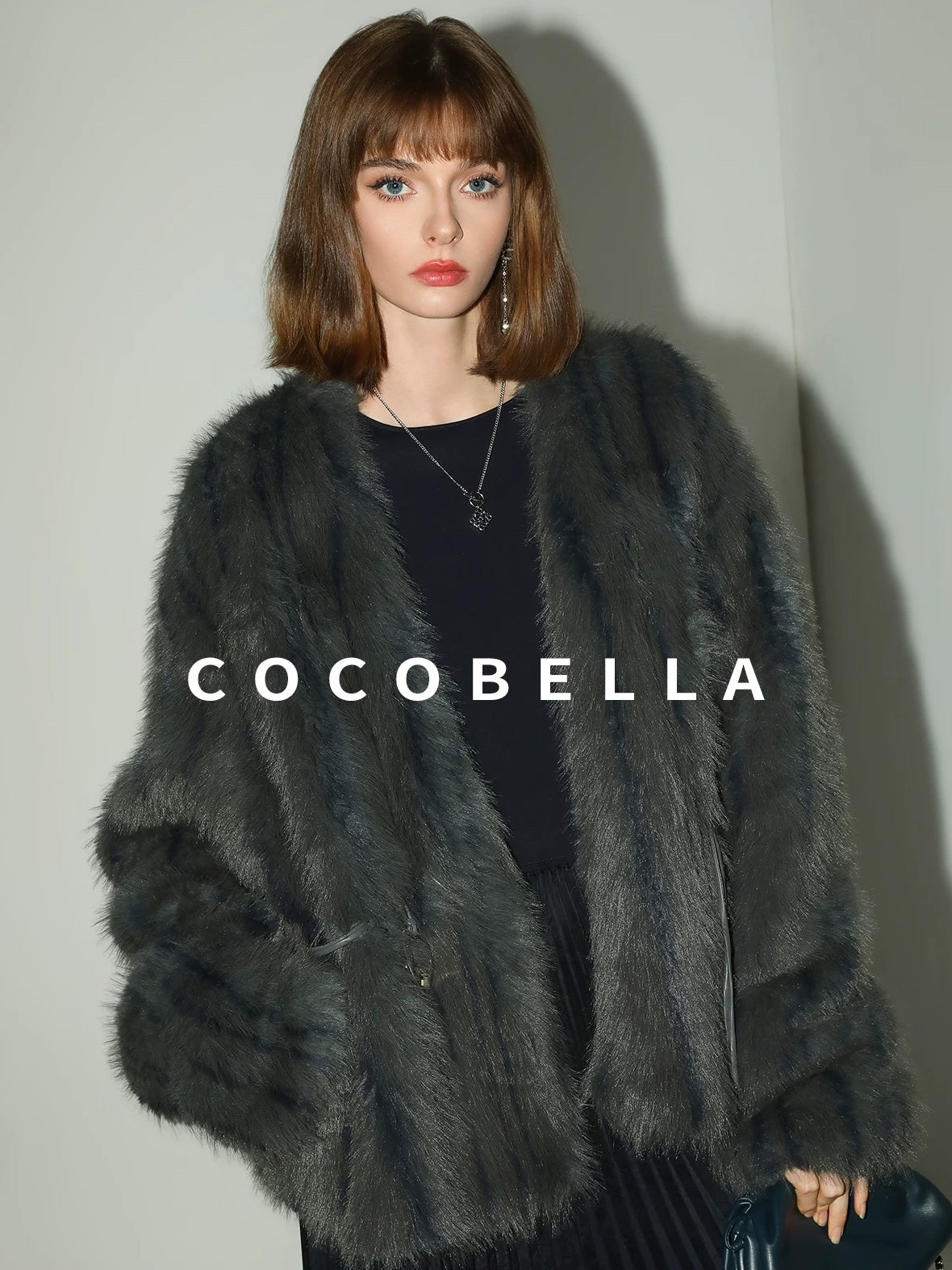 COCOBELLA Cozy Faux Fur Straight Fit Elegant Workwear Women Outerwear Jackets