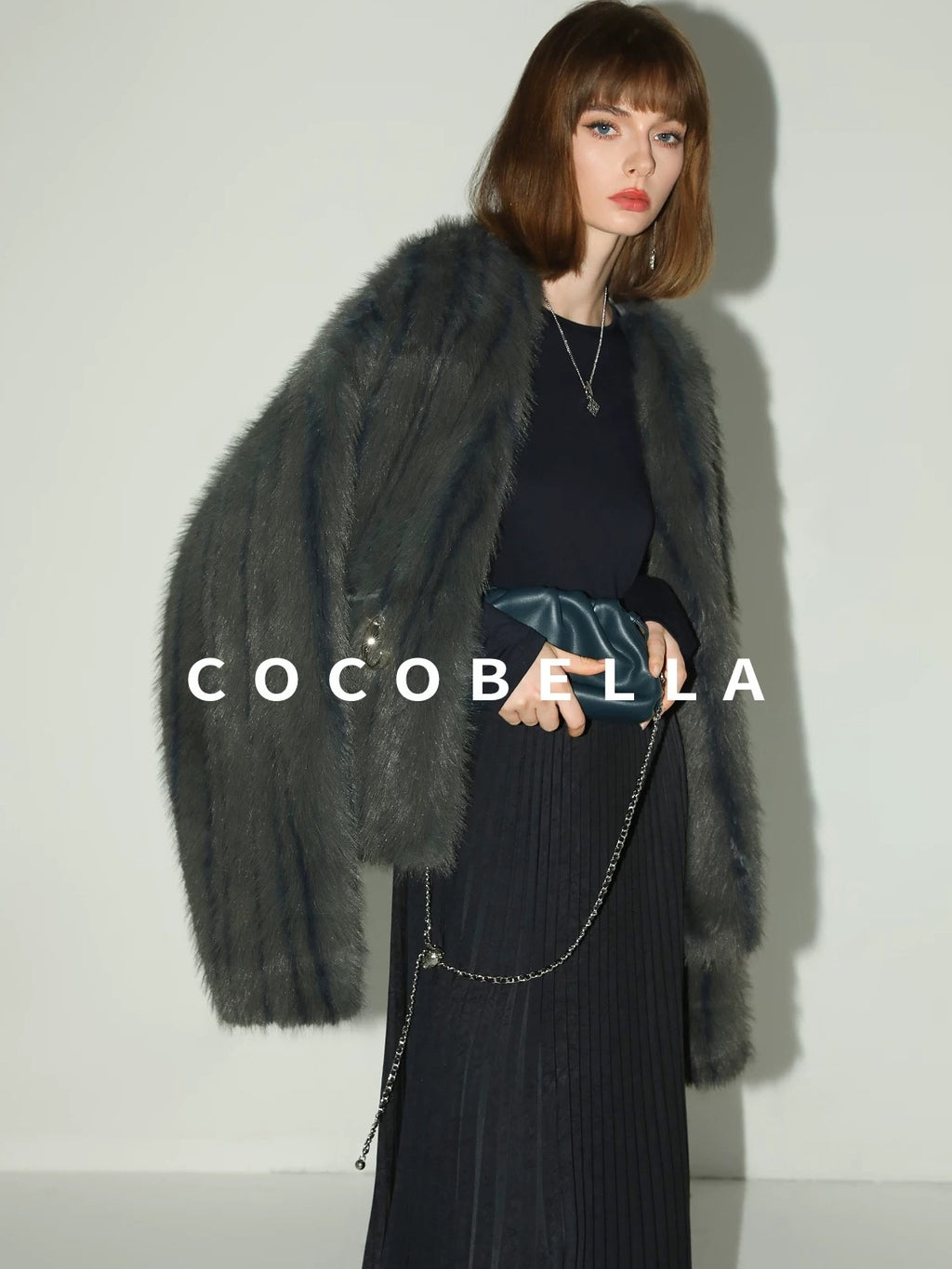 COCOBELLA Cozy Faux Fur Straight Fit Elegant Workwear Women Outerwear Jackets