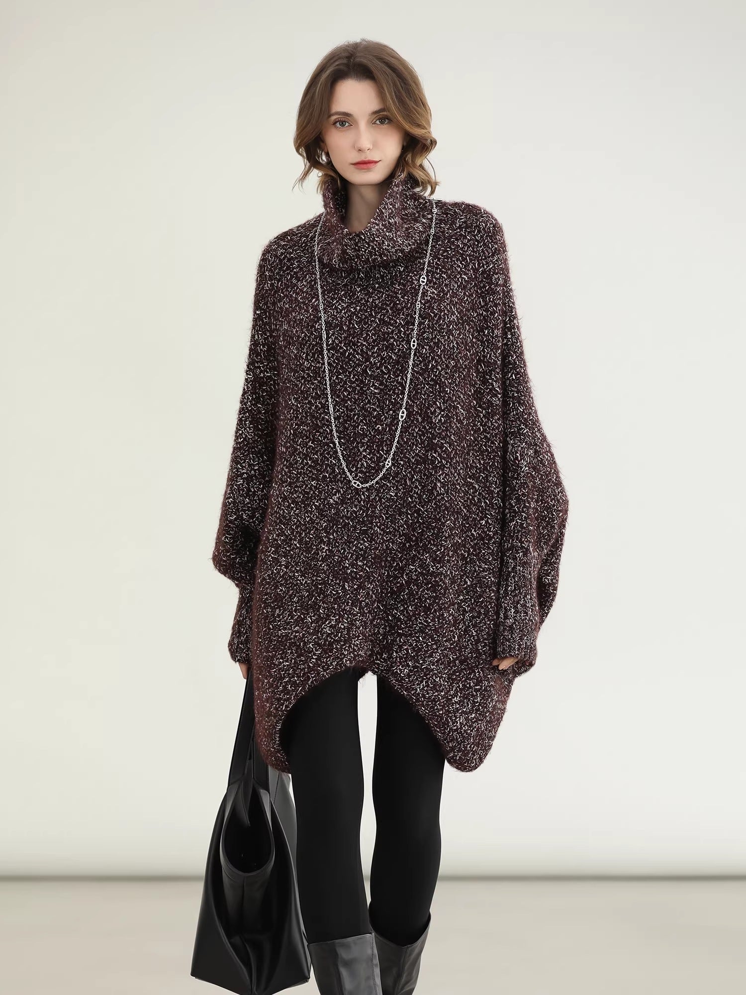 COCOBELLA_Cozy_High_Neck_Thick_Knit_Pullover_Loose_Batwing_Office_Midi_Multicolor_Dresses_MISSTT