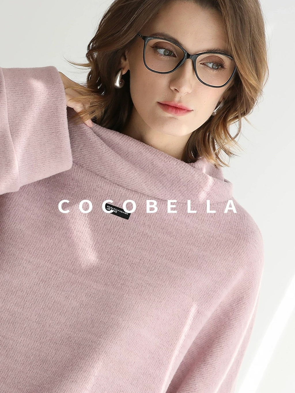 COCOBELLA Cozy Oversize Turtleneck Knit Drop Shoulder Street Casual Thick Pullover Sweater