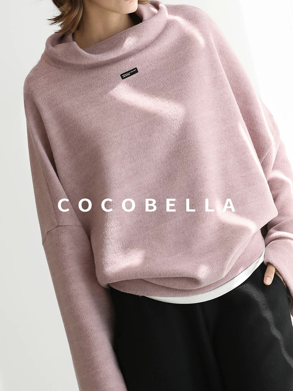 COCOBELLA Cozy Oversize Turtleneck Knit Drop Shoulder Street Casual Thick Pullover Sweater