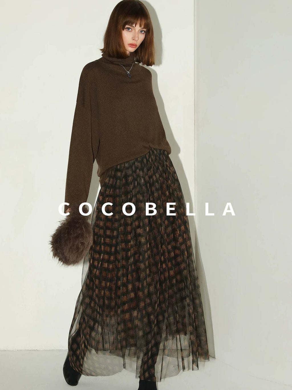 COCOBELLA Cozy Oversized Simple Commuter High Neck Turtleneck Knit Women Pullover Sweater