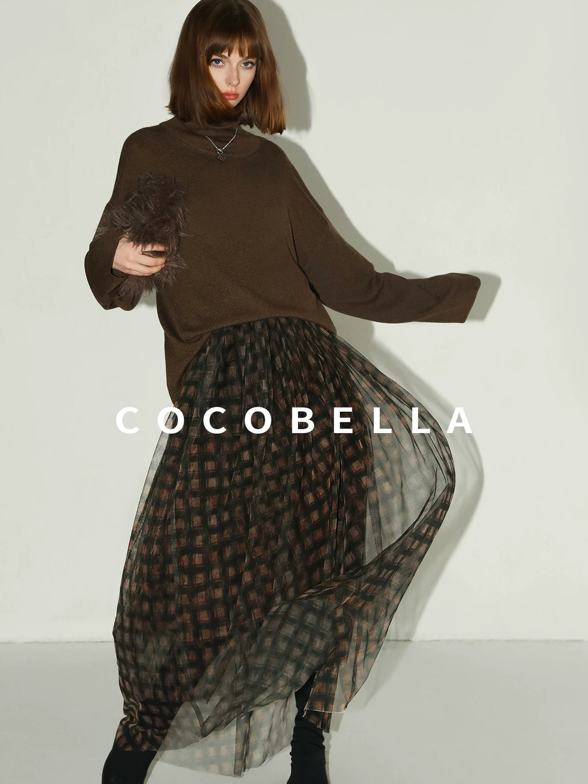 COCOBELLA Cozy Oversized Simple Commuter High Neck Turtleneck Knit Women Pullover Sweater