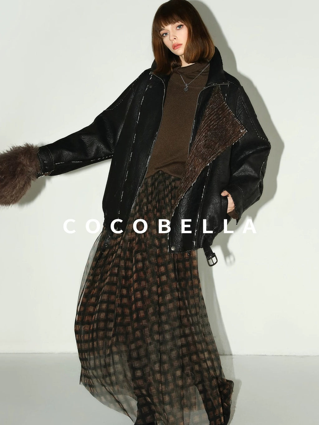 COCOBELLA Cozy Oversized Simple Commuter High Neck Turtleneck Knit Women Pullover Sweater