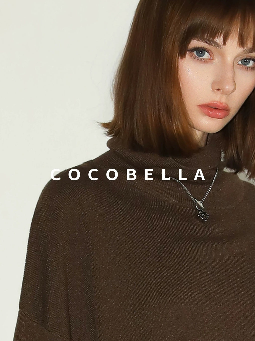 COCOBELLA Cozy Oversized Simple Commuter High Neck Turtleneck Knit Women Pullover Sweater