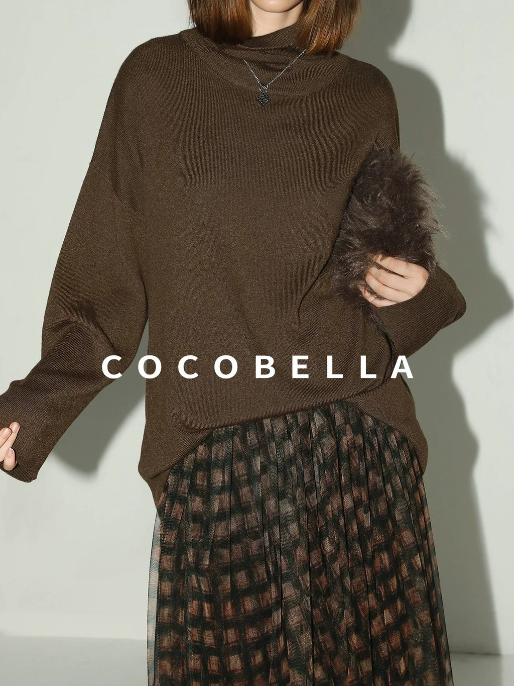 COCOBELLA Cozy Oversized Simple Commuter High Neck Turtleneck Knit Women Pullover Sweater