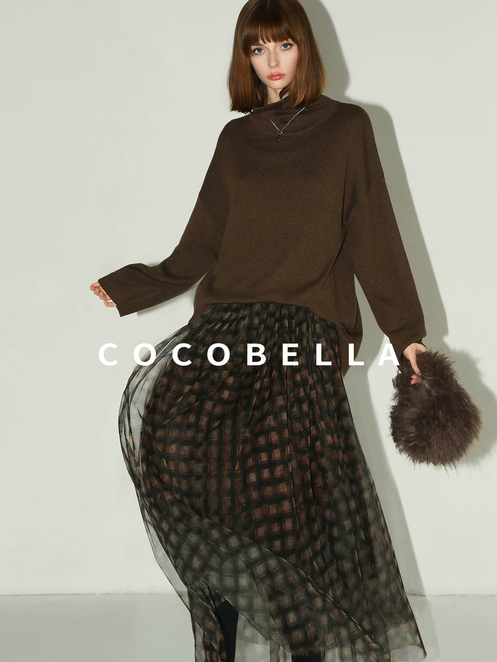 COCOBELLA Cozy Oversized Simple Commuter High Neck Turtleneck Knit Women Pullover Sweater