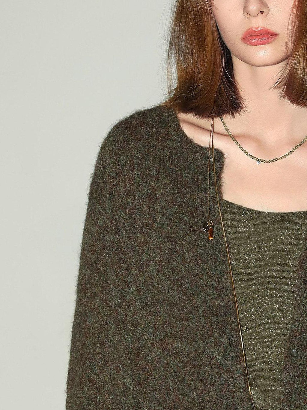 COCOBELLA Cozy Soft Thick Knit Buttoned Boucle Straight Fit Women Crew Neck Sweater