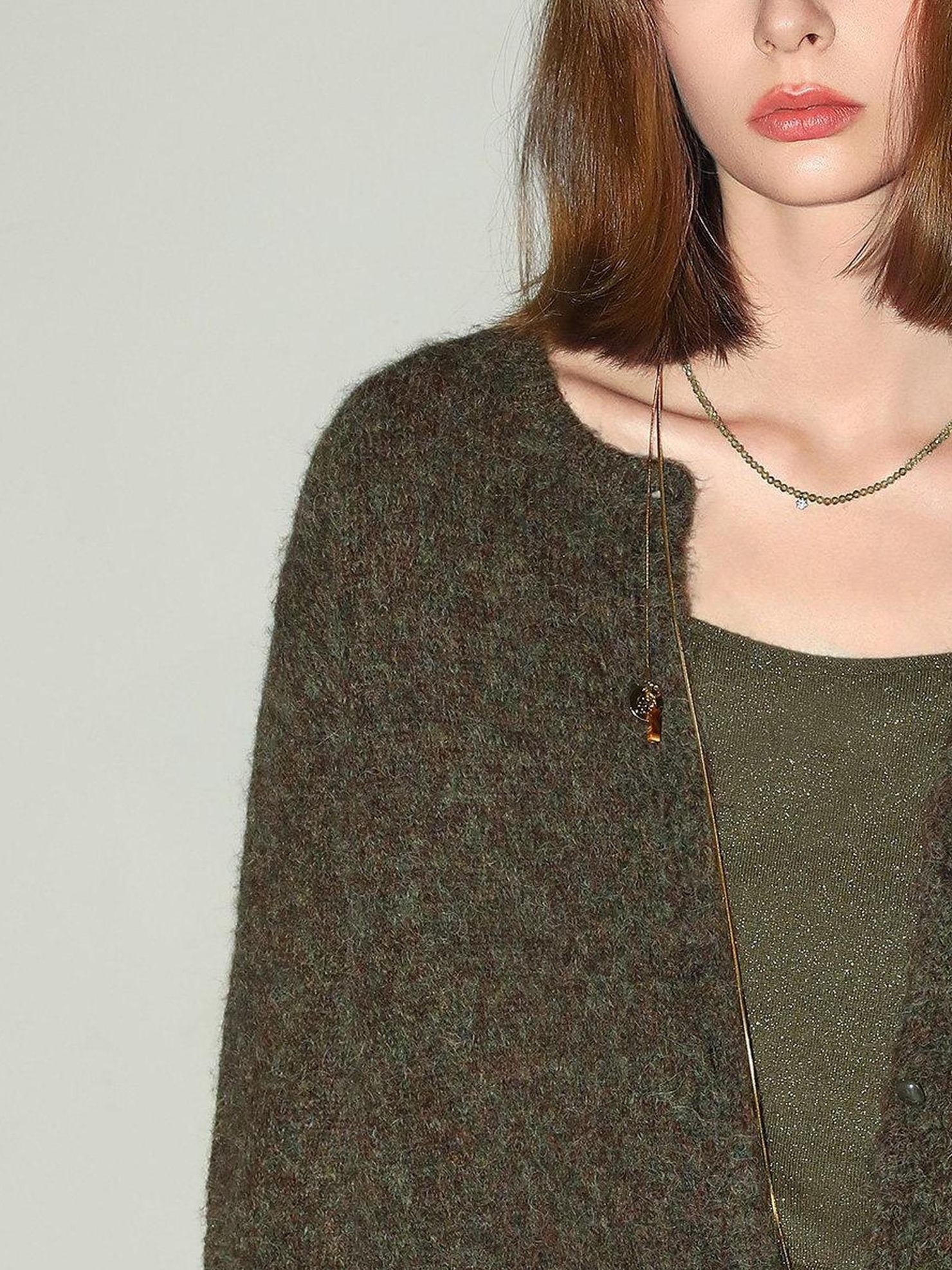 COCOBELLA Cozy Soft Thick Knit Buttoned Boucle Straight Fit Women Crew Neck Sweater