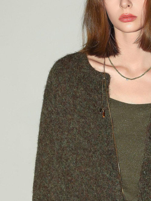 COCOBELLA Cozy Soft Thick Knit Buttoned Boucle Straight Fit Women Crew Neck Sweater