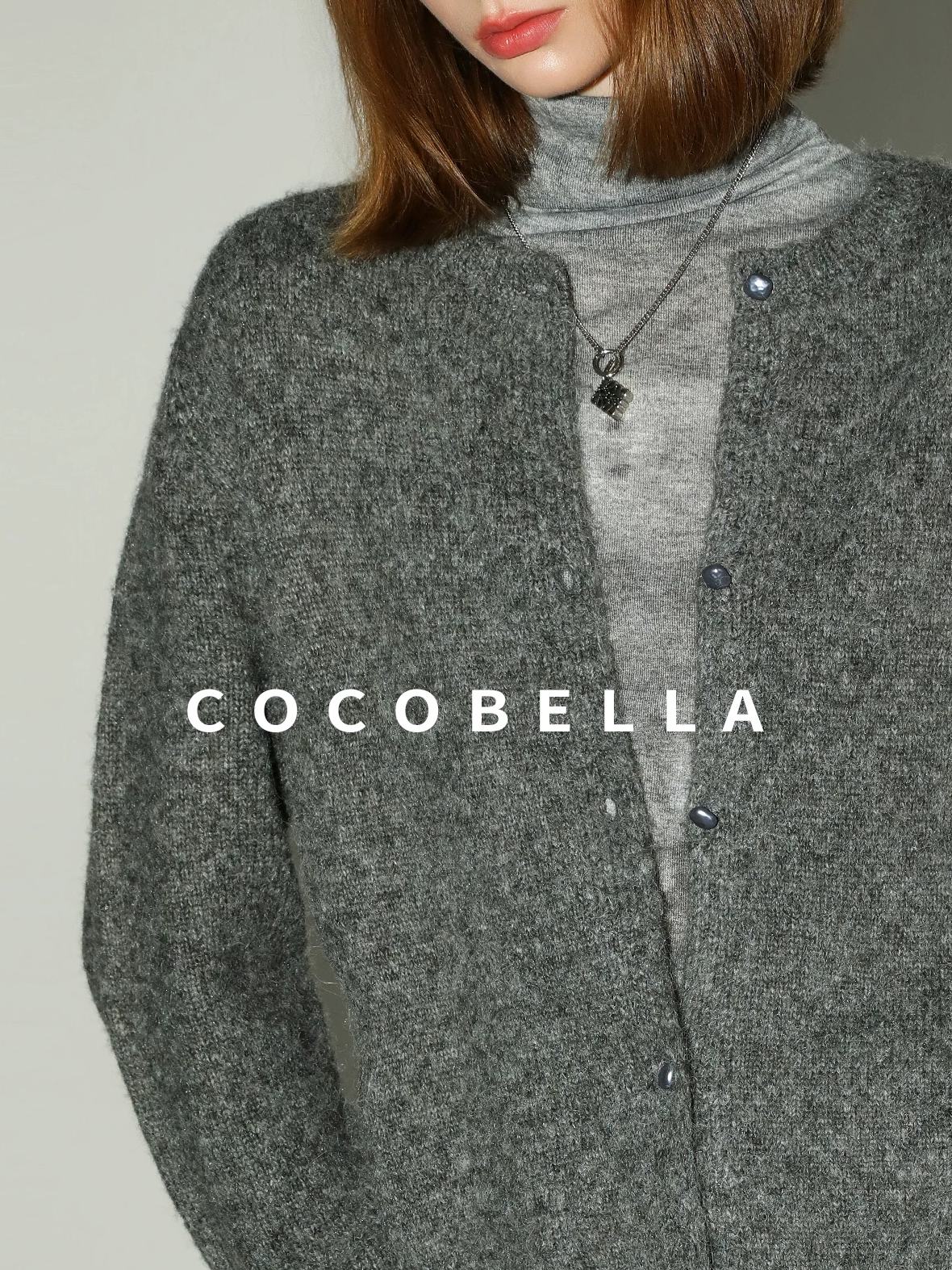COCOBELLA Cozy Soft Thick Knit Buttoned Boucle Straight Fit Women Crew Neck Sweater