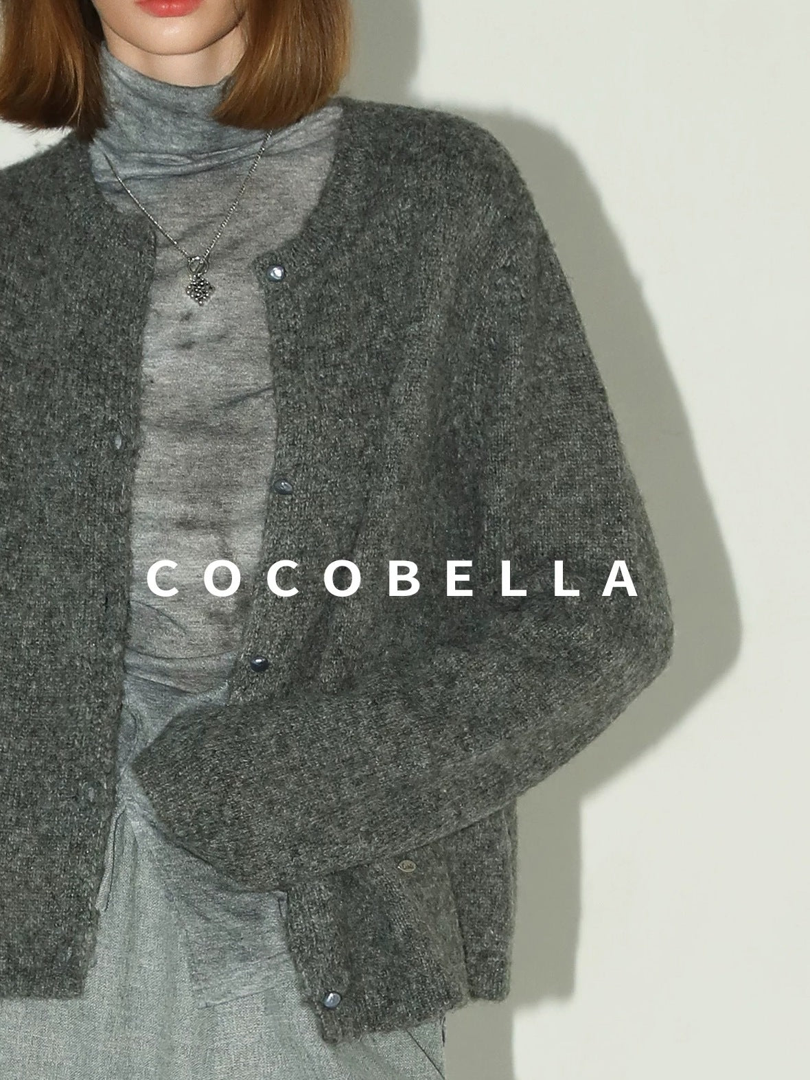 COCOBELLA Cozy Soft Thick Knit Buttoned Boucle Straight Fit Women Crew Neck Sweater