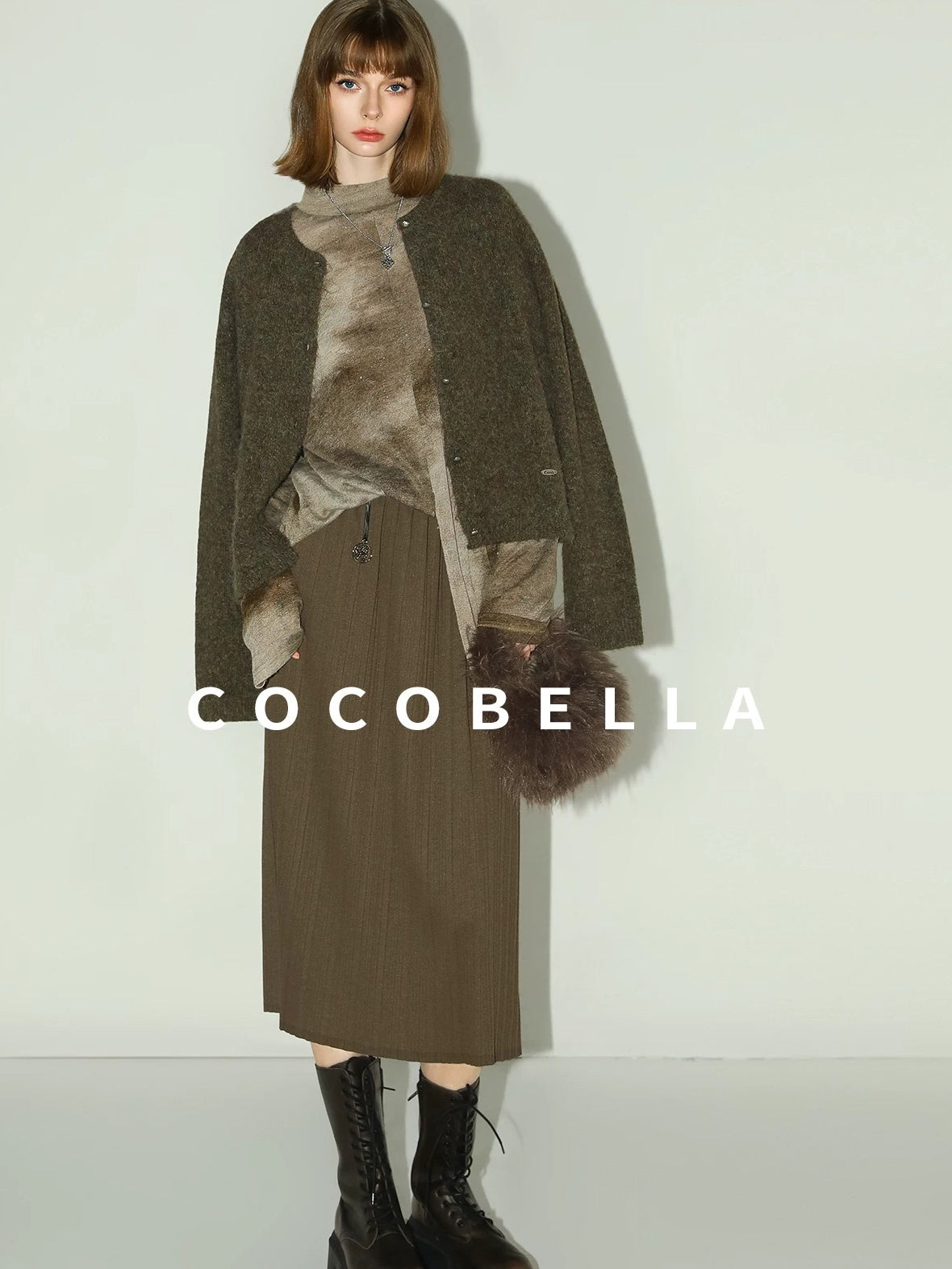 COCOBELLA Cozy Soft Thick Knit Buttoned Boucle Straight Fit Women Crew Neck Sweater