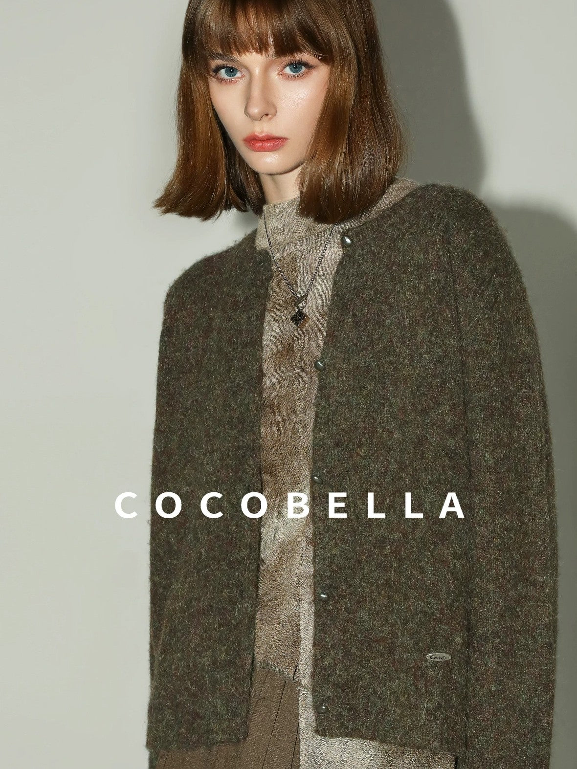 COCOBELLA Cozy Soft Thick Knit Buttoned Boucle Straight Fit Women Crew Neck Sweater