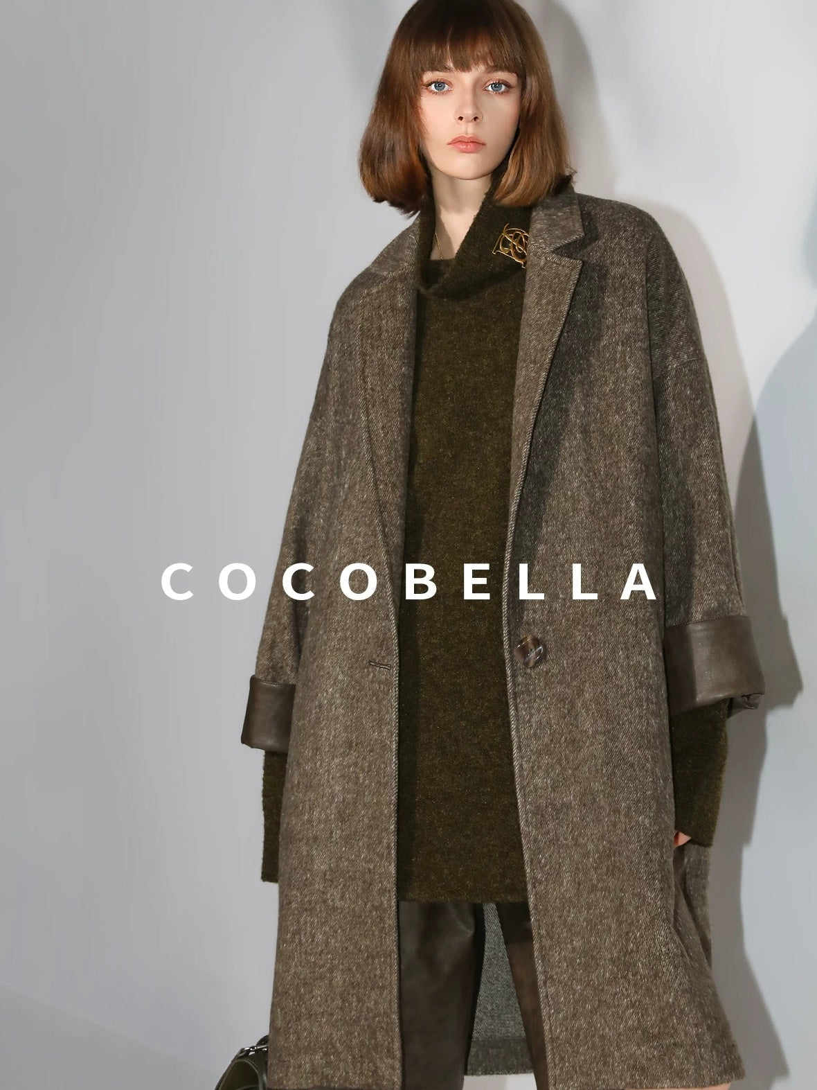 COCOBELLA Cozy Soft Thick Turtleneck Side Slit Relaxed Fit Workwear Women Knit Sweater