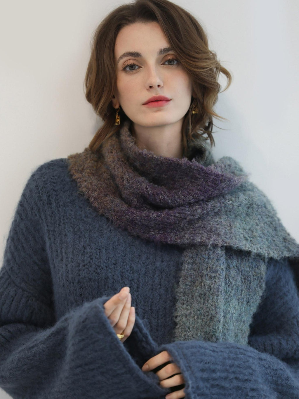 COCOBELLA Cozy Thick Acrylic Blend Vintage Knit Roll Edge Loose Waist City Commute Dresses