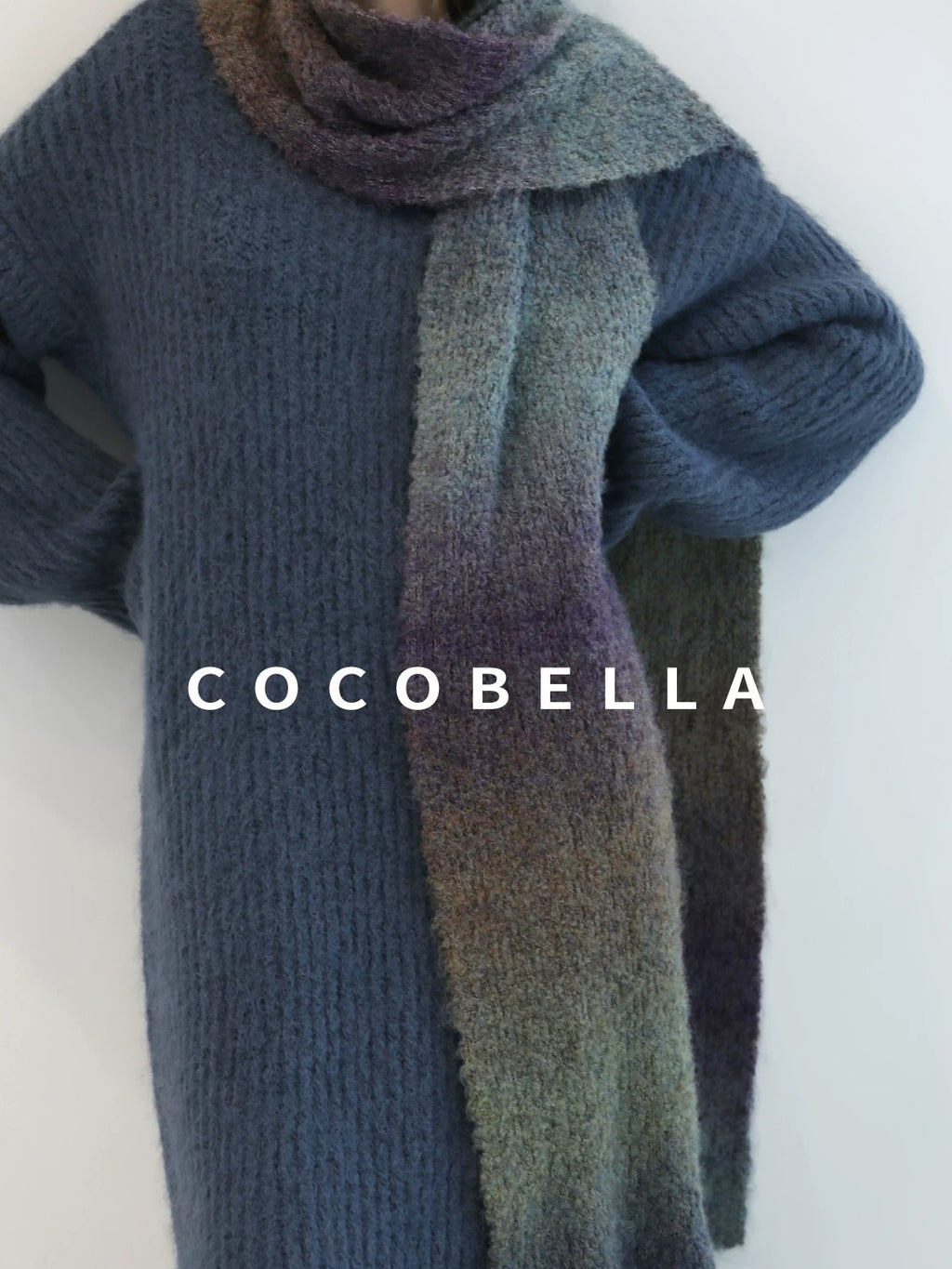COCOBELLA Cozy Thick Acrylic Blend Vintage Knit Roll Edge Loose Waist City Commute Dresses