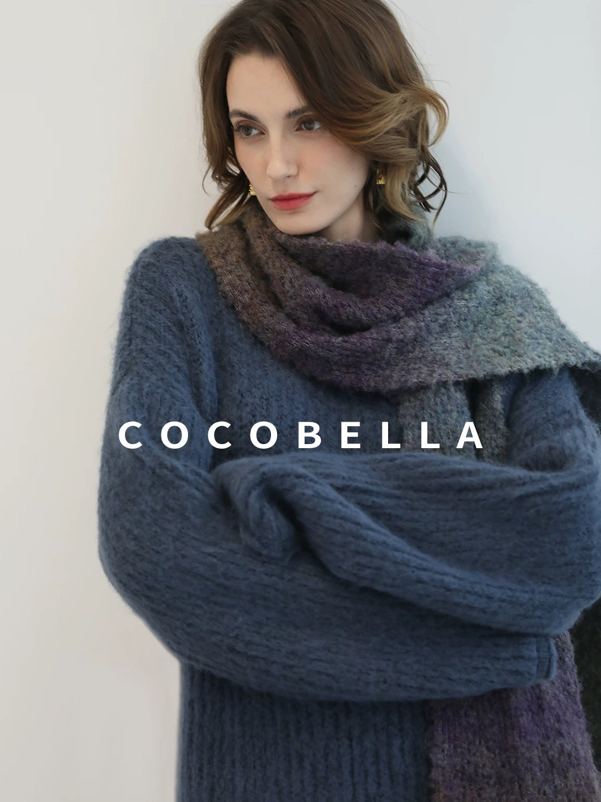 COCOBELLA Cozy Thick Acrylic Blend Vintage Knit Roll Edge Loose Waist City Commute Dresses