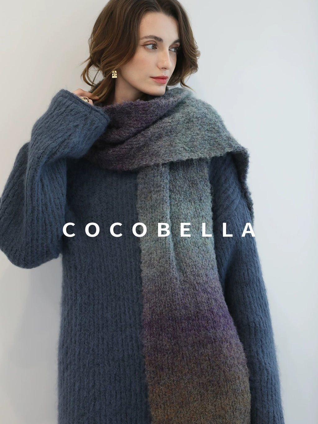 COCOBELLA Cozy Thick Acrylic Blend Vintage Knit Roll Edge Loose Waist City Commute Dresses