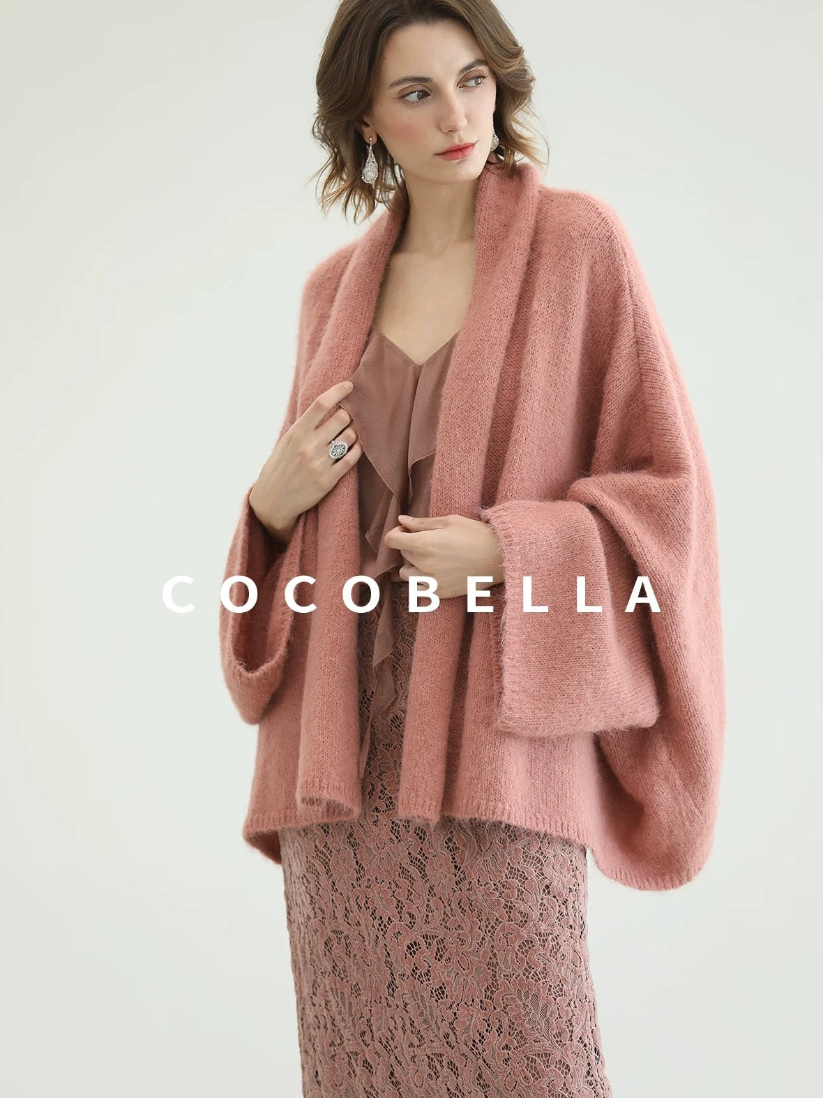 COCOBELLA Cozy Thick Loose Fit Batwing Sleeves Office Open Front Knit Cardigan Sweater