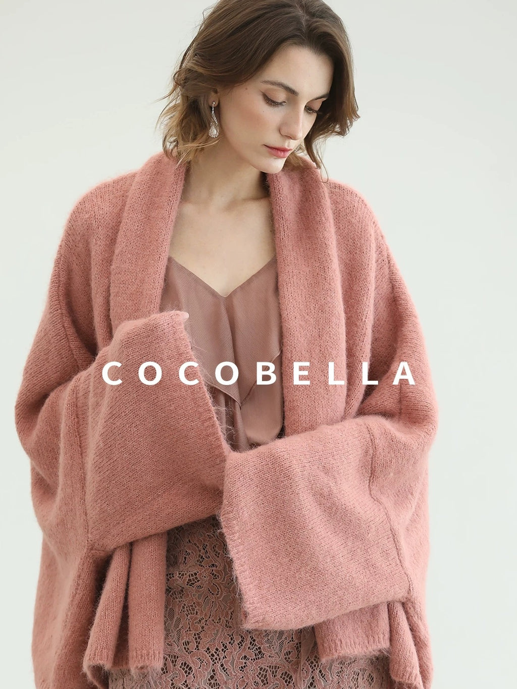 COCOBELLA Cozy Thick Loose Fit Batwing Sleeves Office Open Front Knit Cardigan Sweater