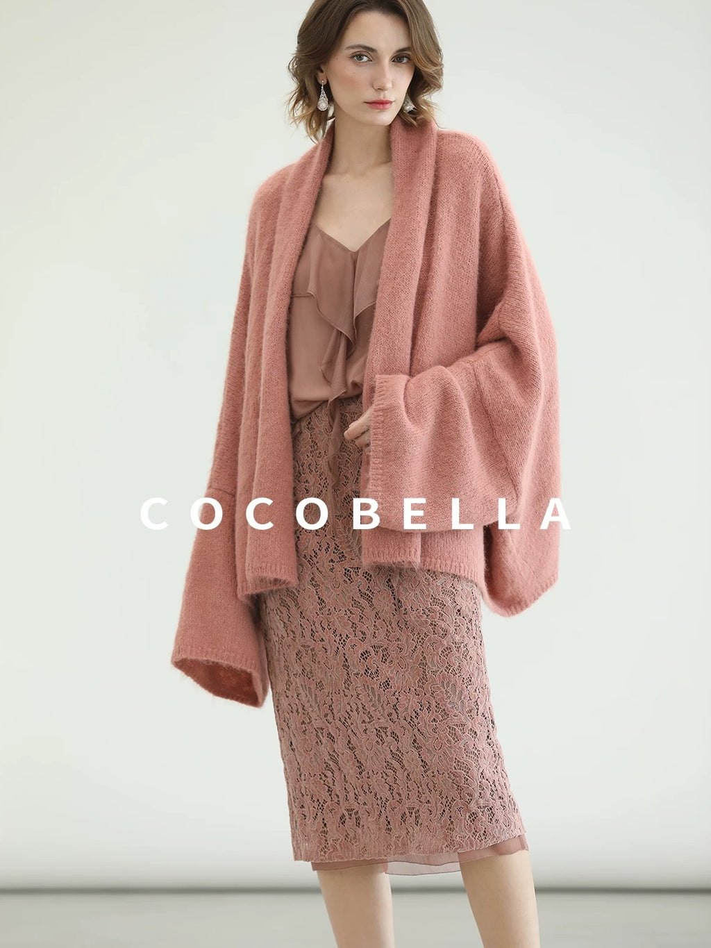 COCOBELLA Cozy Thick Loose Fit Batwing Sleeves Office Open Front Knit Cardigan Sweater