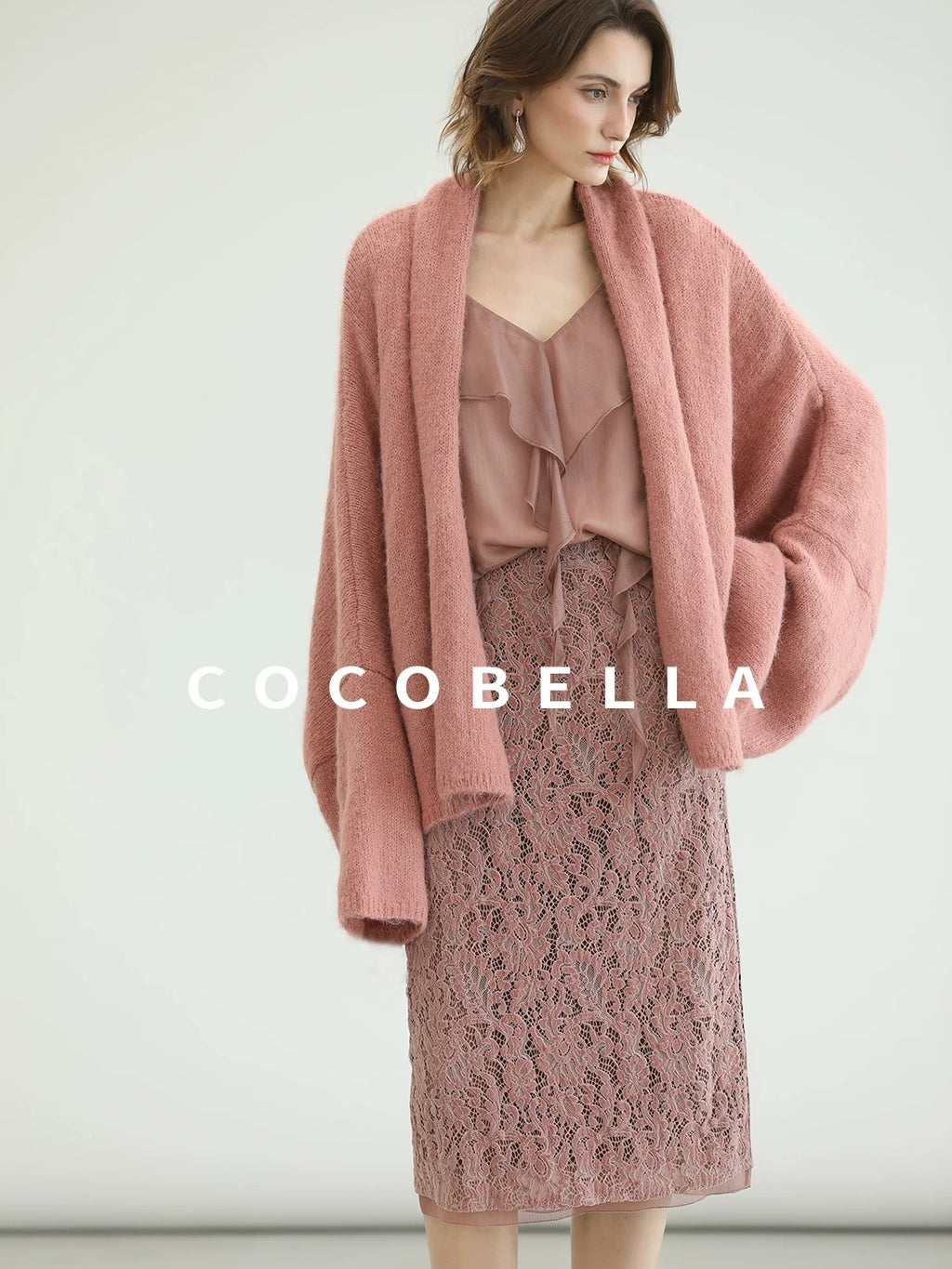 COCOBELLA Cozy Thick Loose Fit Batwing Sleeves Office Open Front Knit Cardigan Sweater