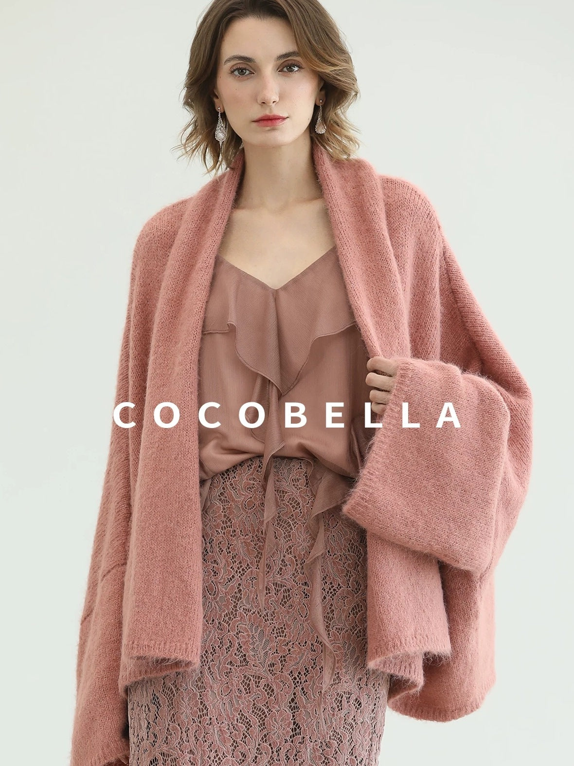 COCOBELLA Cozy Thick Loose Fit Batwing Sleeves Office Open Front Knit Cardigan Sweater