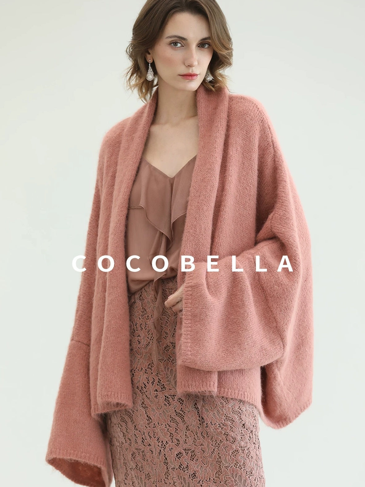 COCOBELLA Cozy Thick Loose Fit Batwing Sleeves Office Open Front Knit Cardigan Sweater