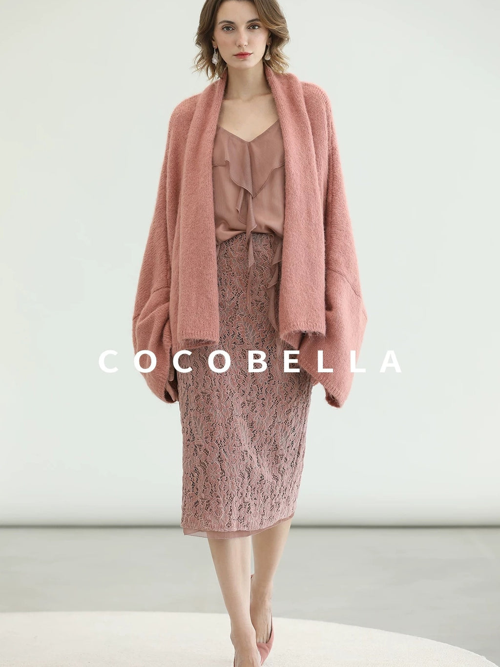 COCOBELLA Cozy Thick Loose Fit Batwing Sleeves Office Open Front Knit Cardigan Sweater