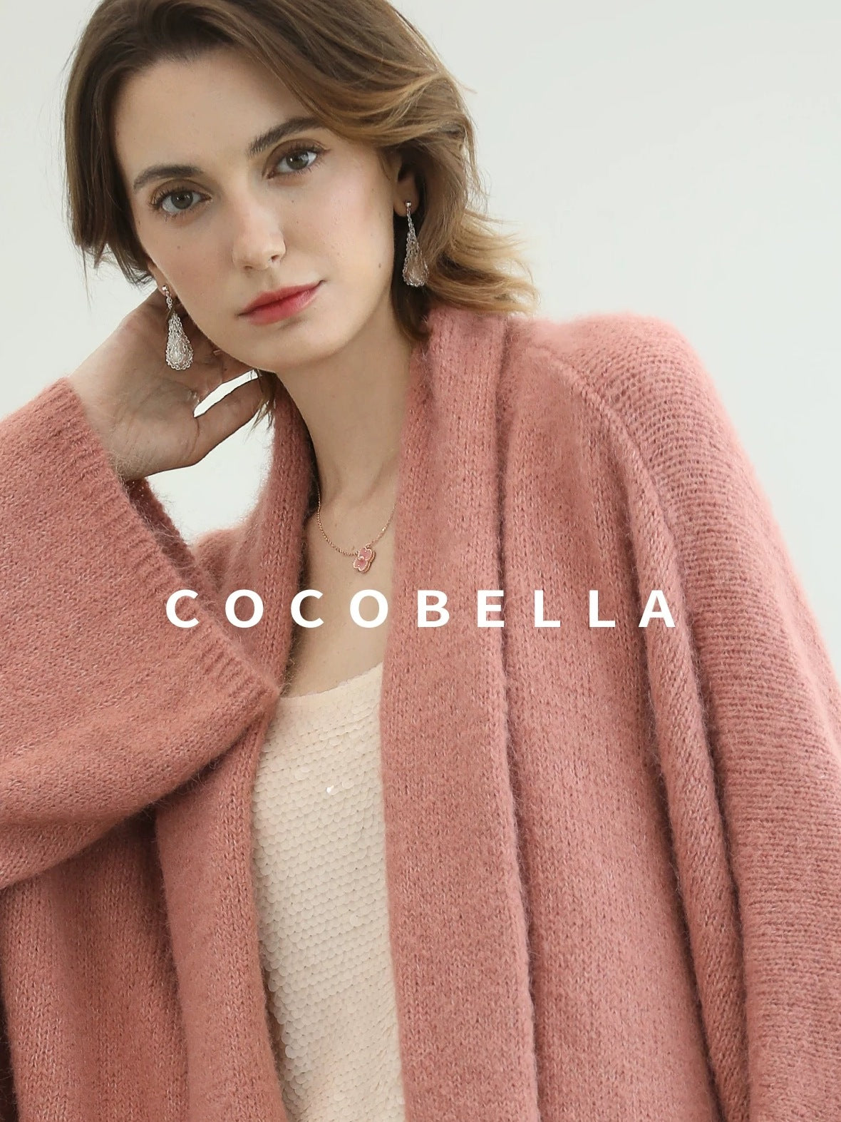 COCOBELLA Cozy Thick Loose Fit Batwing Sleeves Office Open Front Knit Cardigan Sweater