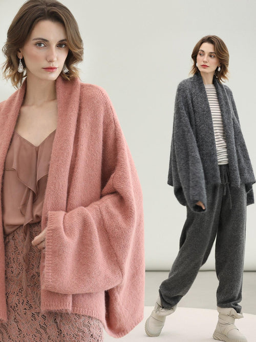 COCOBELLA Cozy Thick Loose Fit Batwing Sleeves Office Open Front Knit Cardigan Sweater