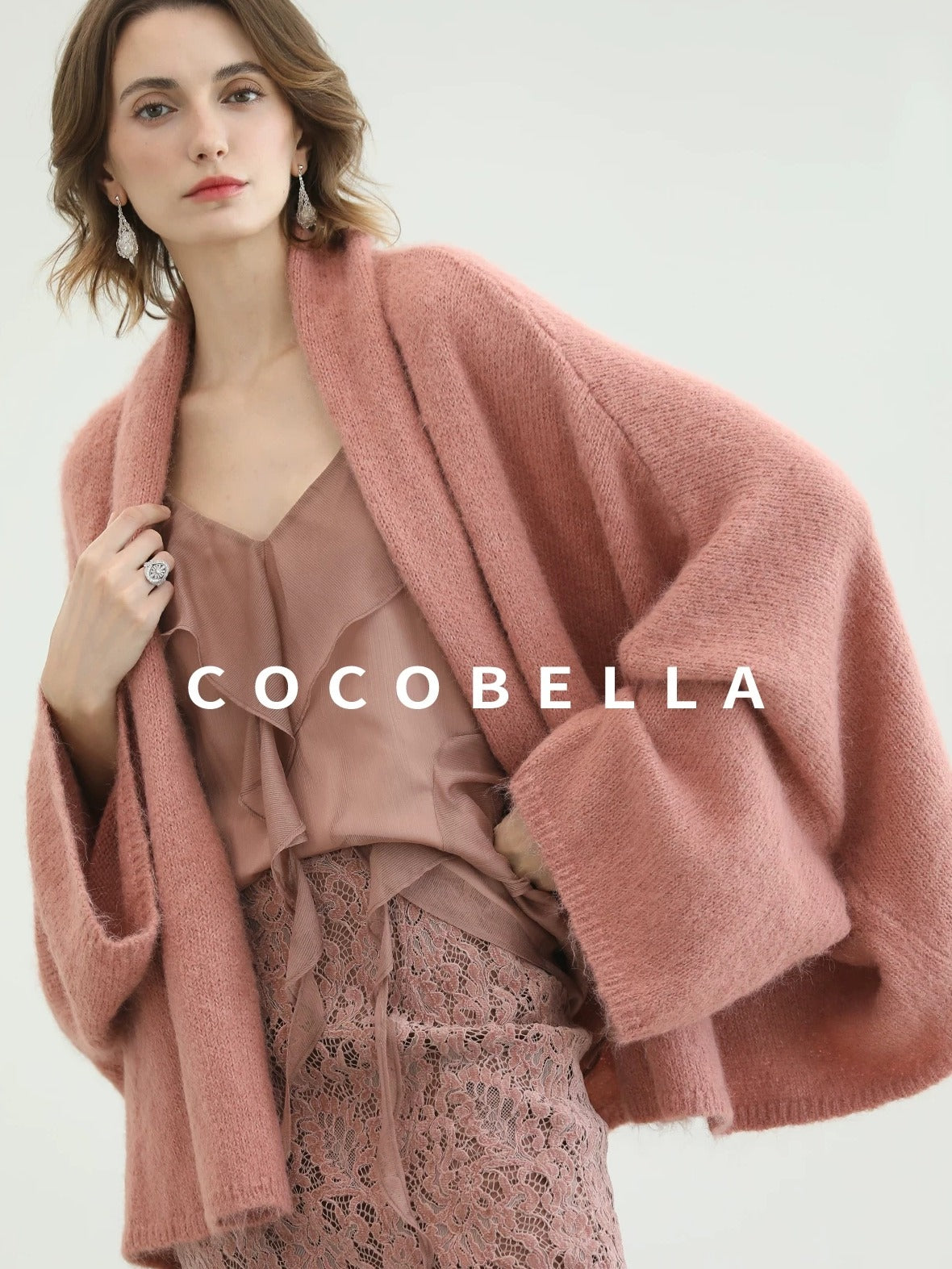 COCOBELLA Cozy Thick Loose Fit Batwing Sleeves Office Open Front Knit Cardigan Sweater