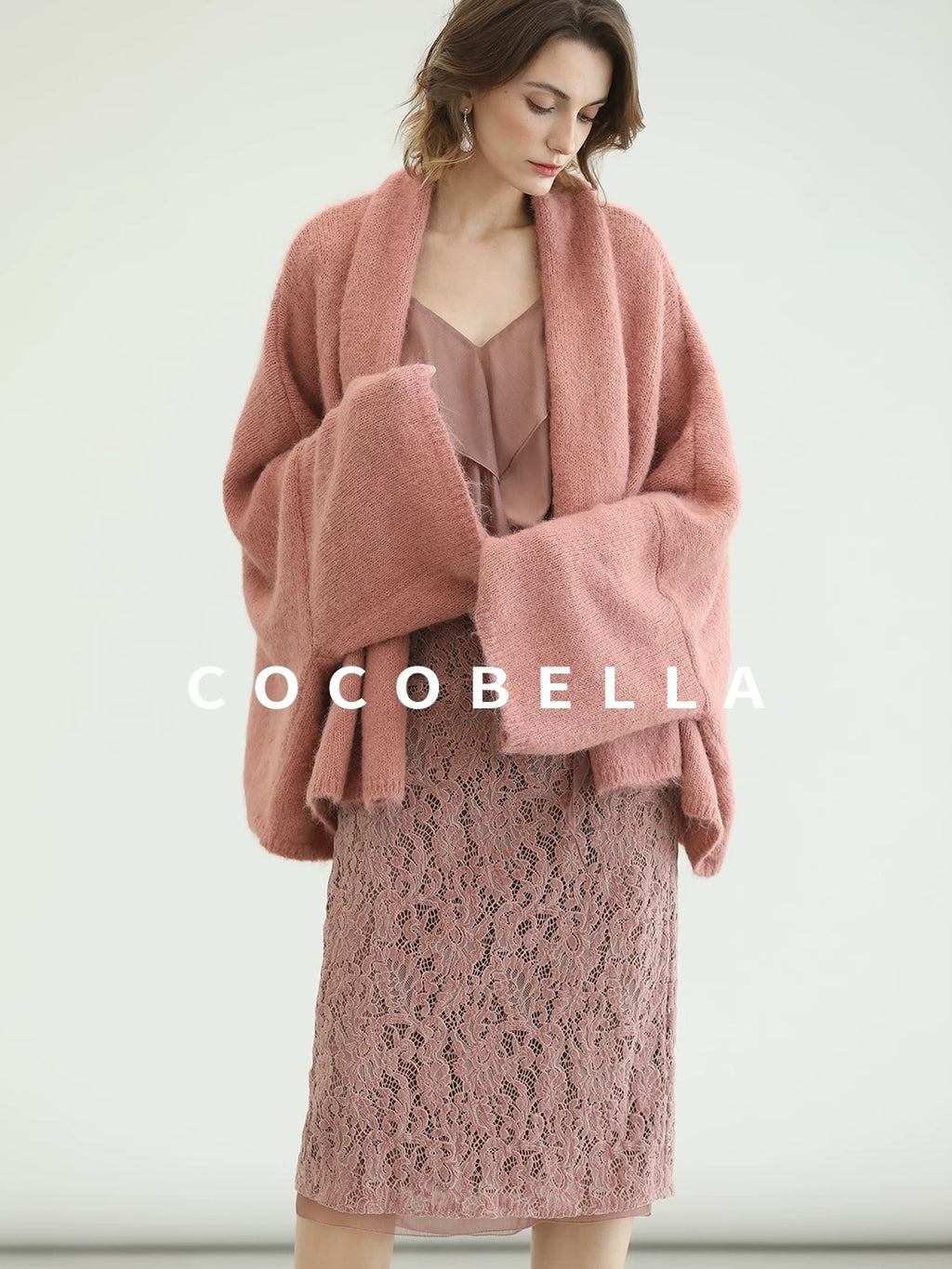 COCOBELLA Cozy Thick Loose Fit Batwing Sleeves Office Open Front Knit Cardigan Sweater